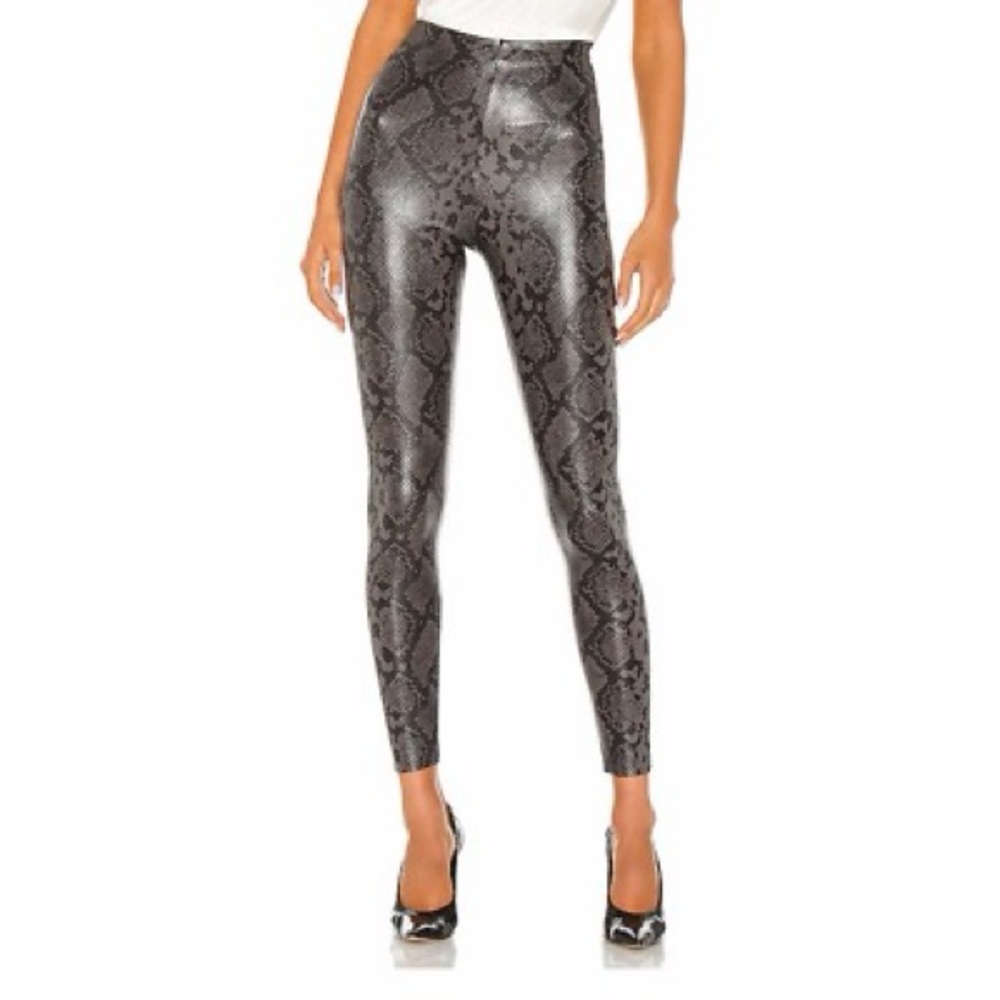 Commando High-Waist Snake-Print Faux Leather Leggings - Black/Gray
